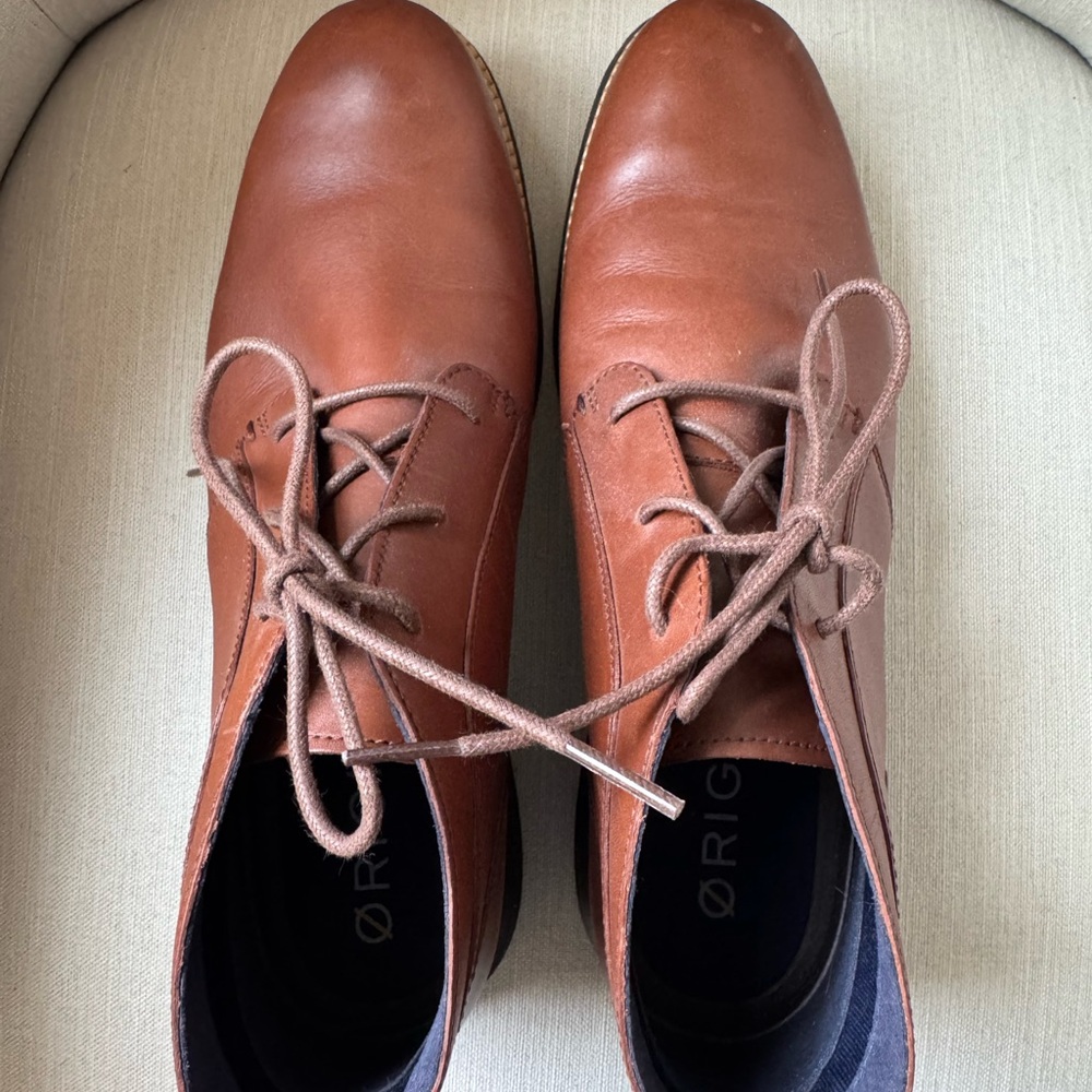 Cole Haan Cognac Leather Lace-Up Oxfords